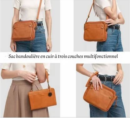 Sac en cuir vintage trois compartiments