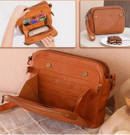 Sac en cuir vintage trois compartiments